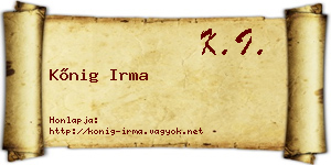Kőnig Irma névjegykártya
